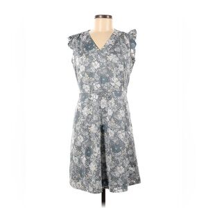 Loft gray blue-ish dress with waist tie